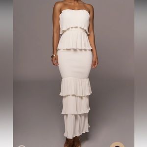 IVORY CASA BLANCA RUFFLE DRESS